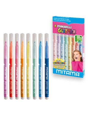 PENNARELLI GLITTER PRESA TRIANGOLARE - PUNTA FINE SCATOLA 8pz