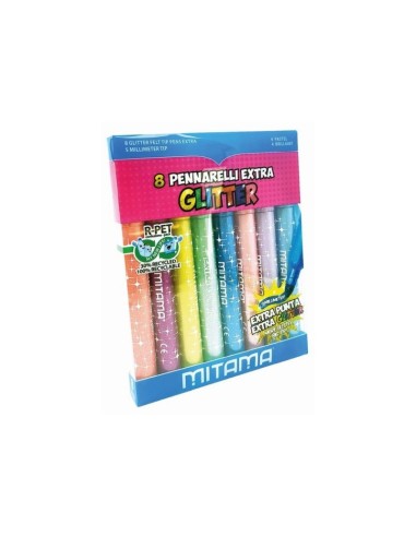8 PENNARELLI EXTRA GLITTER PUNTA MAXI
