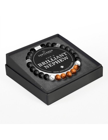 BRACCIALE GENTLEMEN - ONICE NERO, OCCHIO DI TIGRE, PERLINE D'ARGENTO