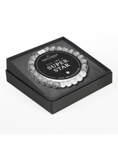 BRACCIALE GENTLEMEN - EMATITE BIANCA E DIASPRO GRIGIO