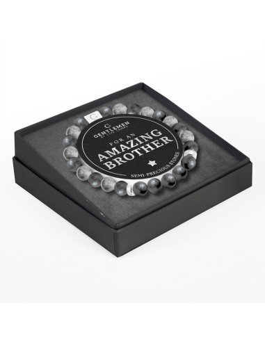 BRACCIALE GENTLEMEN - EMATITE GRIGIA E DIASPRO GRIGIO