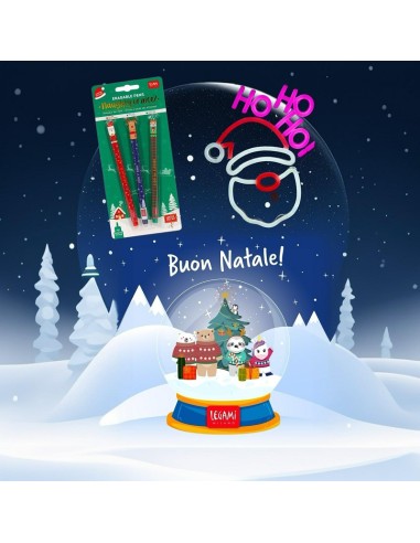BUNDLE TRIS DI PENNE NATALIZIE LEGAMI + INSEGNA LUMINOSA SANTA CLAUS