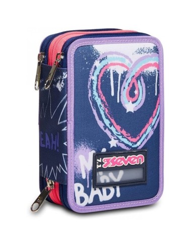 ASTUCCIO ACCESSORIATO CON TRE ZIP - SEVEN 7.1 - ROCK ON GIRL