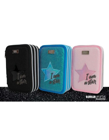 ASTUCCIO ACCESSORIATO 3 ZIP - TINTA UNITA - I AM A STAR NERO