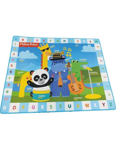 TAPPETONE FISHER-PRICE CON LETTERE, NUMERI E NOTE MUSICALI - 150x120