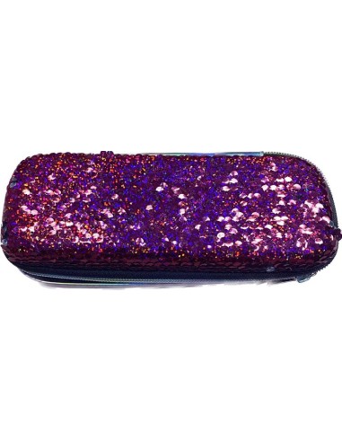 ASTUCCIO OVALE RIGIDO - MAGIC PAILLETTES - FUCSIA E ARGENTO 