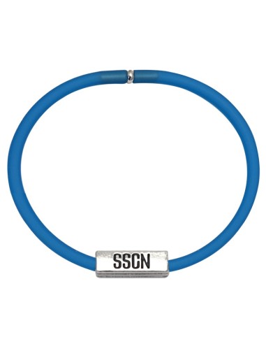 BRACCIALETTO IN SILICONE CELESTE CON PIASTRINA IN METALLO SSC NAPOLI