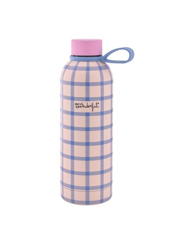 BOTTIGLIA TERMICA MR.WONDERFUL - QUADRETTI BLU E ROSA