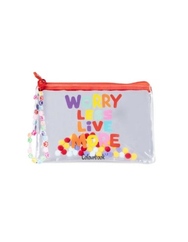 POCHETTE TRASPARENTE ''SOFT BUBBLES'' COLOURBOOK- WORRY LESS LIVE MORE