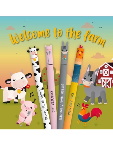 SET DI 4 PENNE GEL CANCELLABILI LEGAMI - WELCOME TO THE FARM