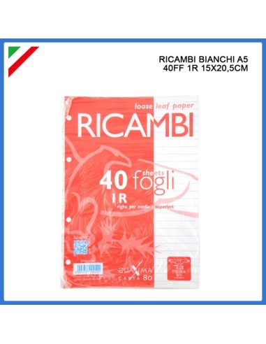 RICAMBI 40 FOGLI A RIGHE RIG. 1R F.TO A5