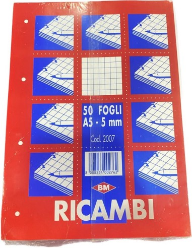 RICAMBI 50 FOGLI A5 5mm 