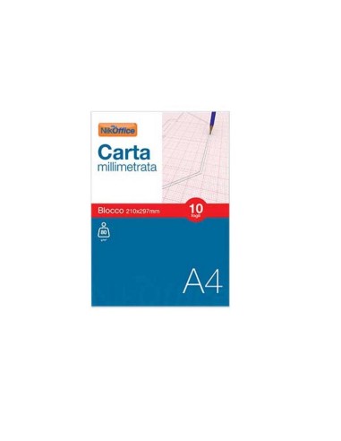 BLOCCO CARTA MILLIMETRATA FORMATO A4 - 10 FOGLI