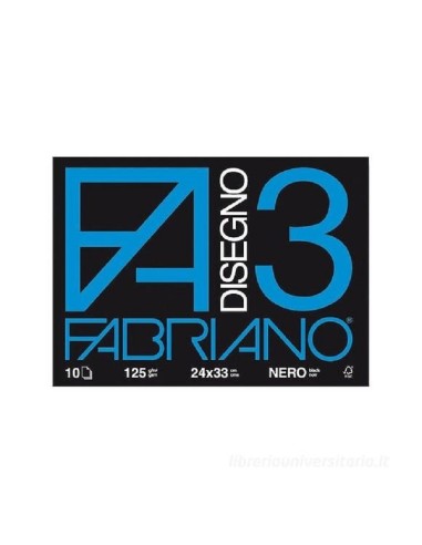 FABRIANO 3 ALBUM DA DISEGNO 10 FOGLI 24x33cm NERO RUVIDO