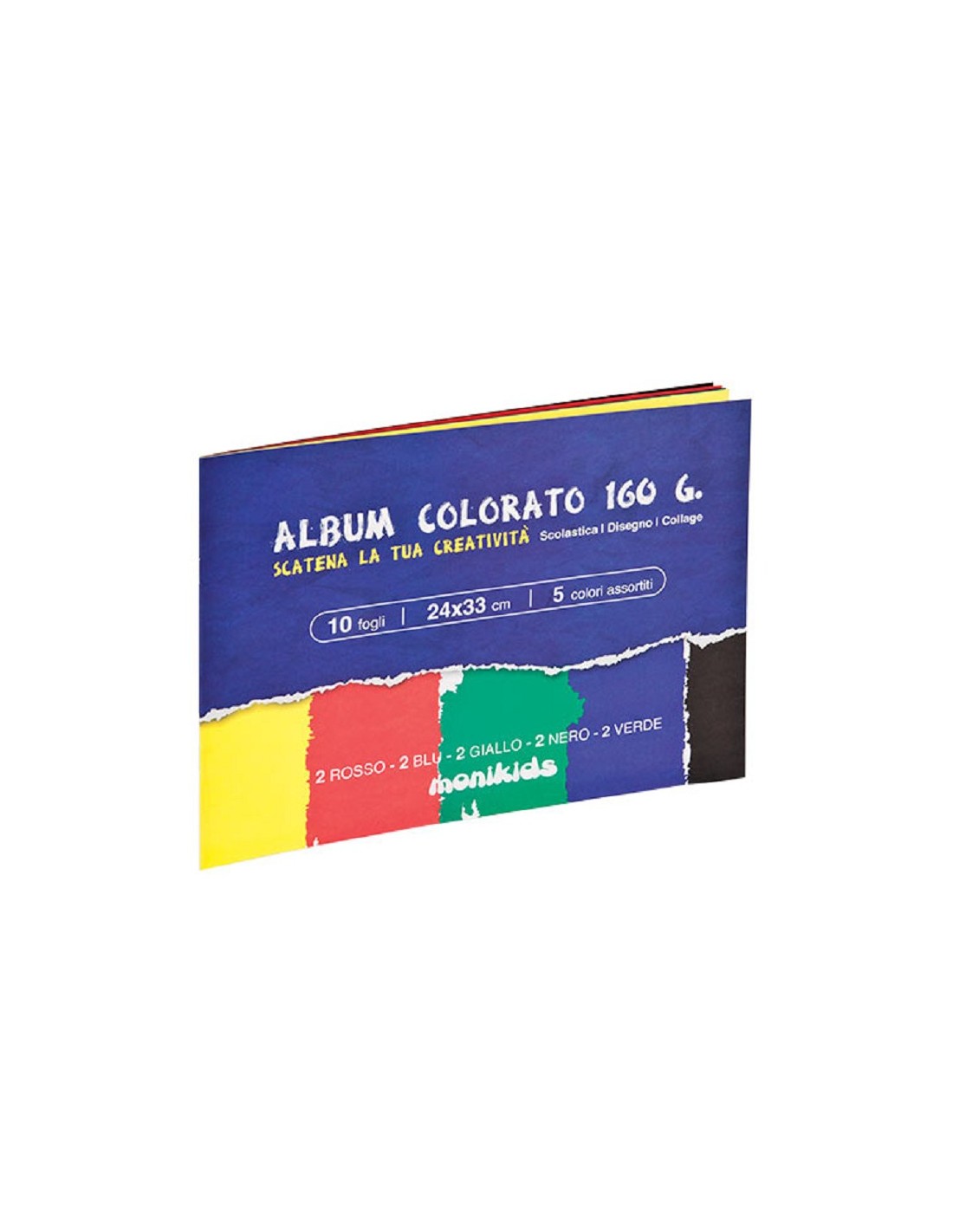 ALBUM COLORATO 160 G. 10 FOGLI 24x33cm 5 COLORI ASSORTITI