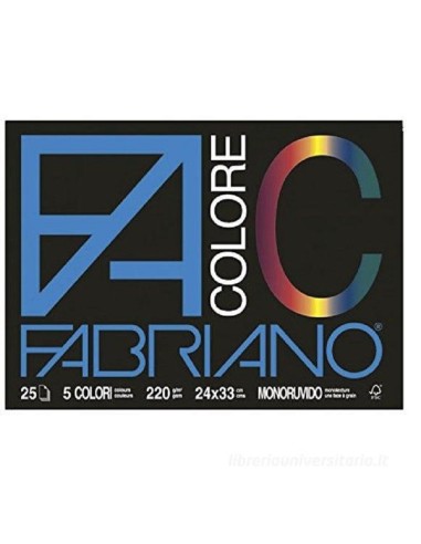 FABRIANO C 25 FOGLI 5 COLORI 24x33cm MONORUVIDO