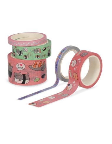 SET 5 NASTRI ADESIVI DI CARTA - TAPE BY TAPE - KITTY