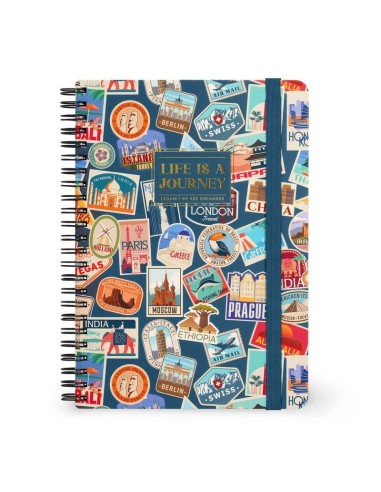 QUADERNO A RIGHE CON SPIRALE - FORMATO A5 - TRAVEL STICKER