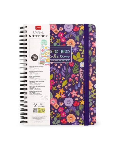 QUADERNO A RIGHE CON SPIRALE - FOGLIO A4 - FLOWERS
