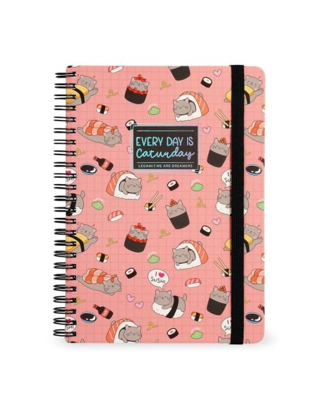 QUADERNO A RIGHE CON SPIRALE - FOGLIO A4 - SUSHICAT