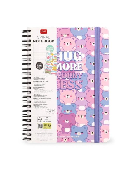 QUADERNO A RIGHE CON SPIRALE - FOGLIO A4 - TEDDY BEAR