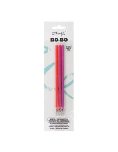 SET 3 REFILL PENNA CANCELLABILE BO-BO - ARANCIONE/ROSA/LILLA