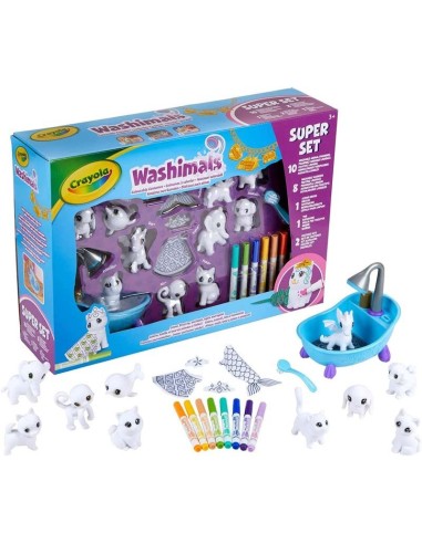 CRAYOLA WASHIMALS SUPER SET 10 PETS + 8 PENNARELLI + ACCESSORI