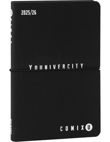 AGENDA MEDIUM SETTIMANALE 2025/2026 COMIX U YOUNIVERCITY - BLACK&WHITE