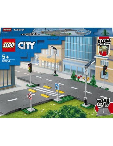 LEGO CITY STRADE + SEGNALI + SEMAFORI CHE SI ILLUMINANO AL BUIO