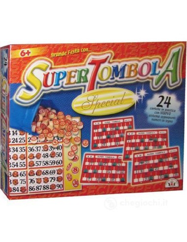 SUPER TOMBOLA 24 CARTELLE E NUMERI IN LEGNO