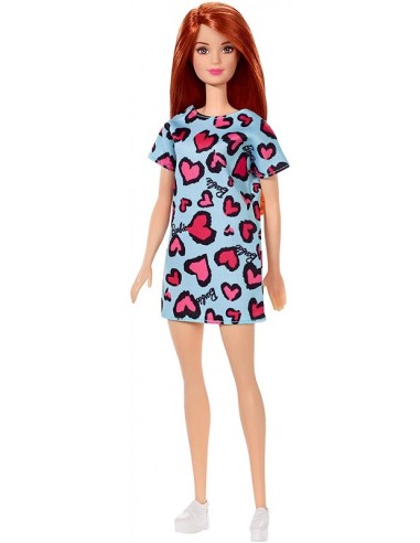 BARBIE BAMBOLA BASE ABITO VERDE ACQUA STAMPA CUORI