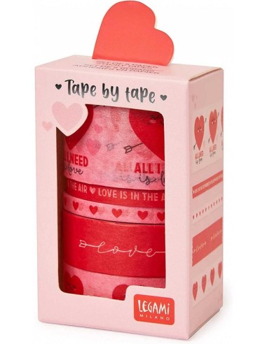SET 5 NASTRI ADESIVI DI CARTA -TAPE BY TAPE - HEART