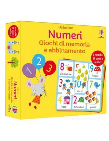 LIBRO+ 4 CARTELLE + 36 CARTE - NUMERI GIOCHI DI MEMORIA E ABBINAMENTO