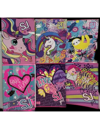 QUADERNONE SJ GIRL RIG. 1R - UNICORNO ROSA