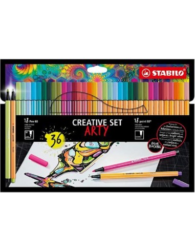 PENNE E PENNARELLI STABILO CREATIVE SET - 18 PEN 68 E 18 POINT 88