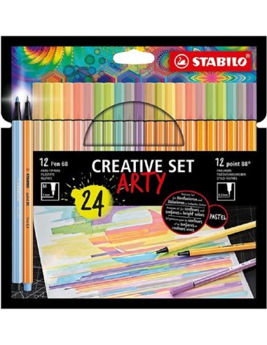 PENNE E PENNARELLI STABILO CREATIVE SET - 12 PEN 68 E 12 POINT 88