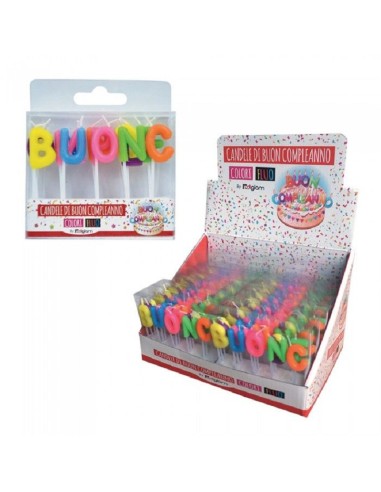 CANDELINE SCRITTA BUON COMPLEANNO FLUO