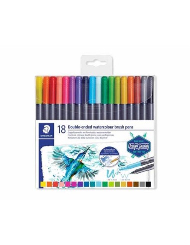 STEADTLER DOUBLE-ENDED WATERCOLOUR BRUSH PENS 18