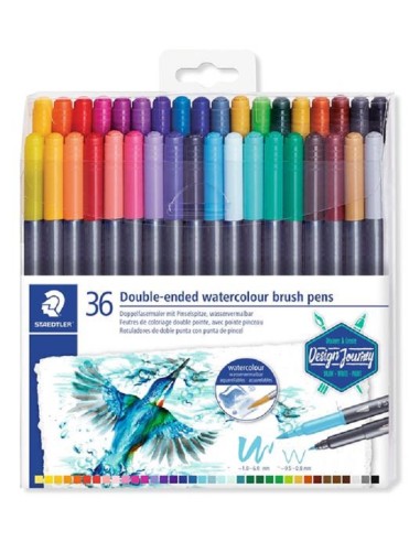STAEDTLER DOUBLE-ENDED WATERCOLOUR BRUSH PENS 36
