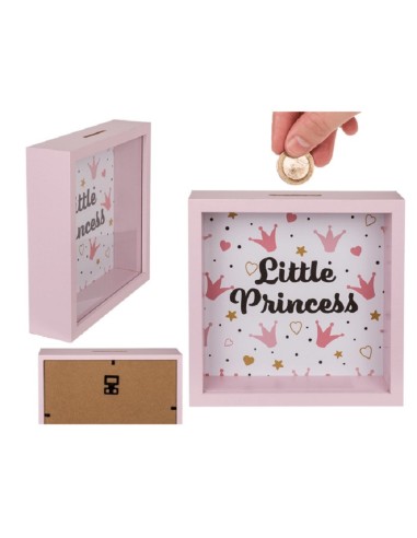 SALVADANAIO TRASPARENTE IN LEGNO LITTLE PRINCESS