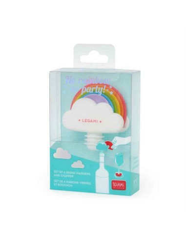 LEGAMI TAPPO  + 6 SEGNA BICCHIERI ARCOBALENO