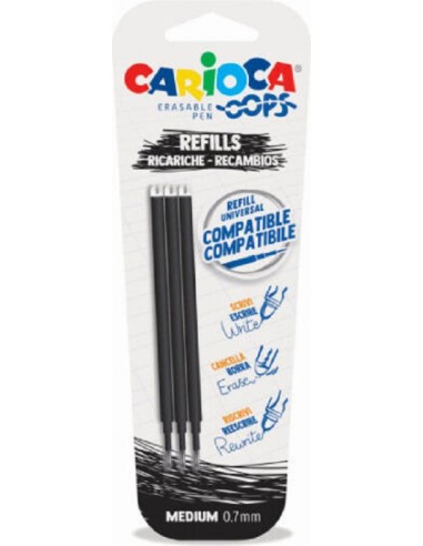 CARIOCA RICARICHE PENNA CANCELLINA OOPS 3 NERE 0.7