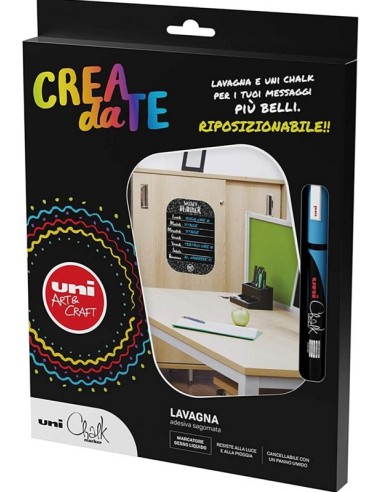 LAVAGNA ADESIVA SAGOMATA CON PENNARELLO UNI CHALK