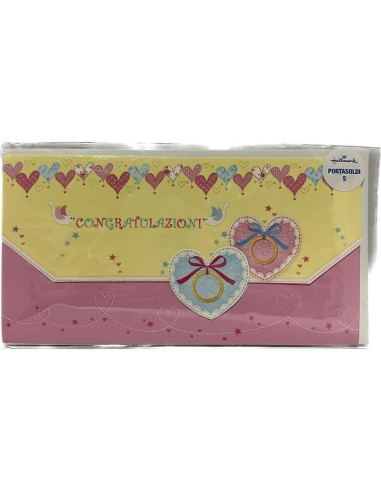 BIGLIETTO D'AUGURI MATRIMONIO CON BUSTA PORTASOLDI