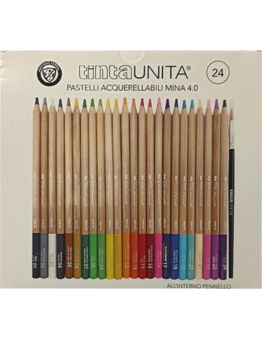 PASTELLI ACQUERELLABILI TINTA UNITA MINA 4.0 - CONF. DA 24