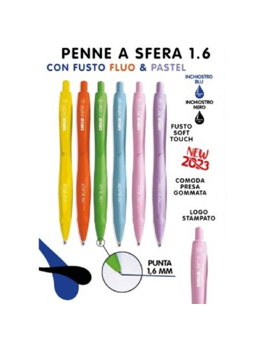 TINTAUNITA PENNA A SFERA 1.6 INCHIOSTRO BLU IMPUGNATURA PASTELLO/FLUO