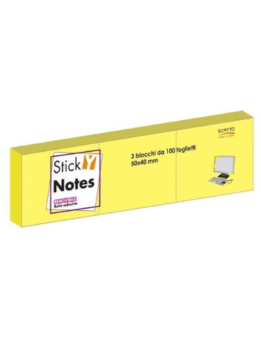 STICK NOTES 3 BLOCCHI DA 100 FOGLIETTI 50x40mm