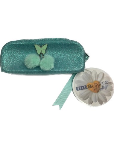 ASTUCCIO BAULETTO IN SILICONE CON PON PON AZZURRO