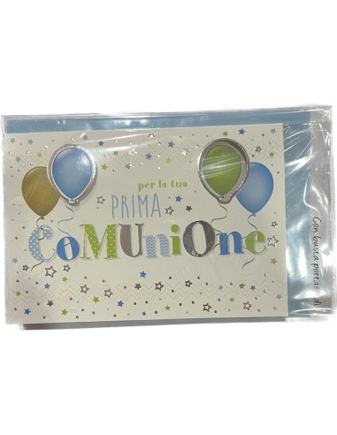 BIGLIETTO D'AUGURI CON BUSTA PORTASOLDI COMUNIONE