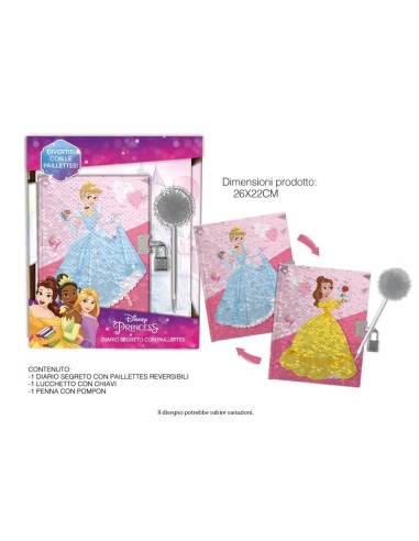 DISNEY DIARIO SEGRETO CON PAILLETTES REVERSIBILI PRINCIPESSE